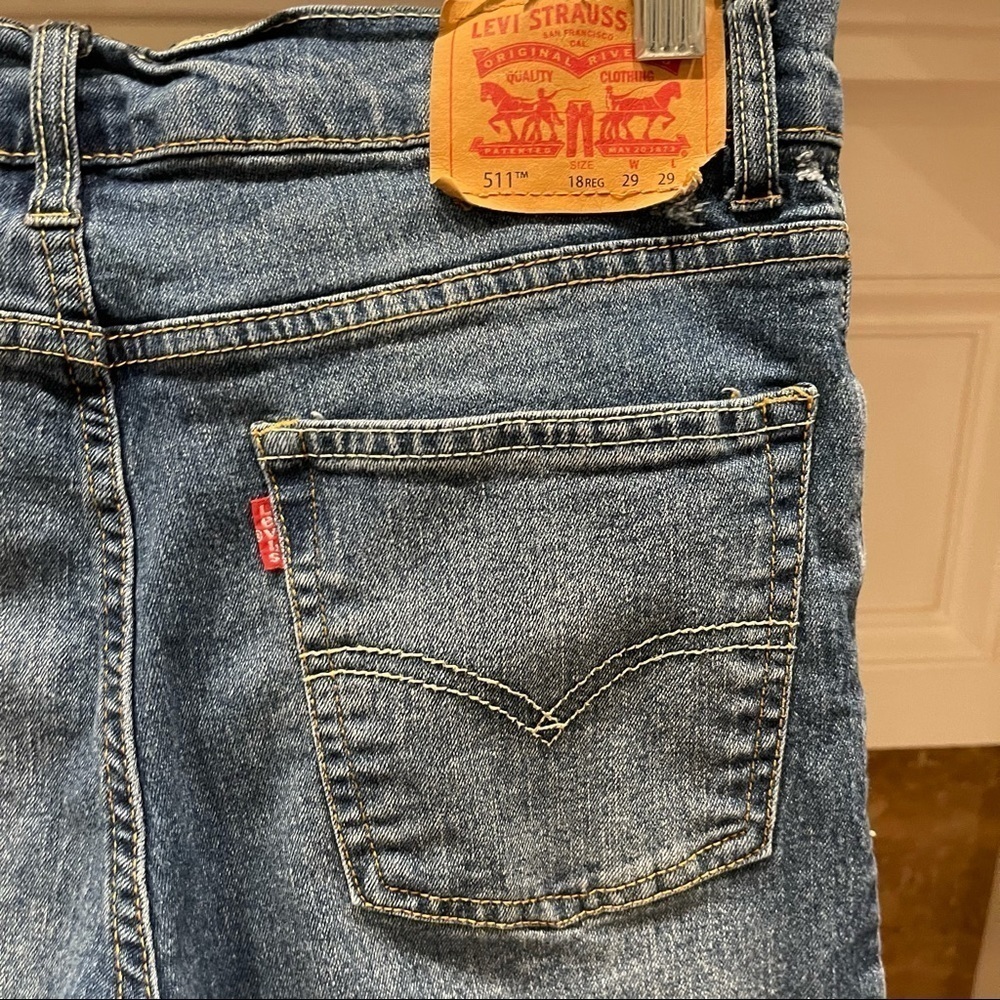 Levis 511 Medium Wash 511 Straight Teens Denim Blue Jeans 18 Regular Size 29x29 - Picture 3 of 12